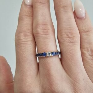 LeVian 14 kt Rose Gold Sapphire and Diamond Half Eternity Ring Band